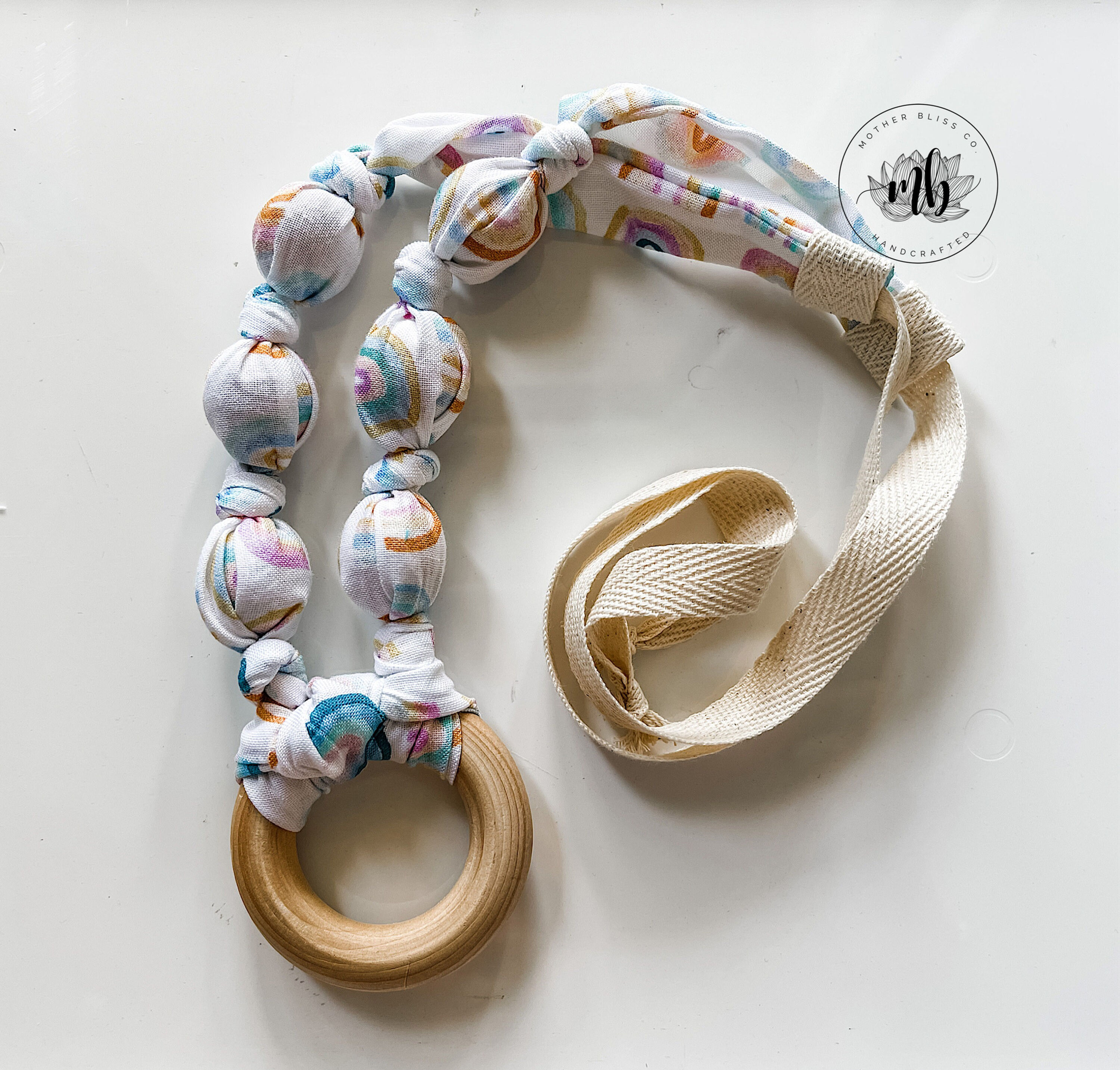 Watercolor Rainbow Fabric Necklace | Statement Jewelry or Nursing + Breastfeedin