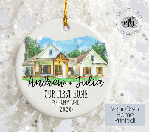 New + First Home Ornament | Watercolor Home Ornament | Custom Home ...