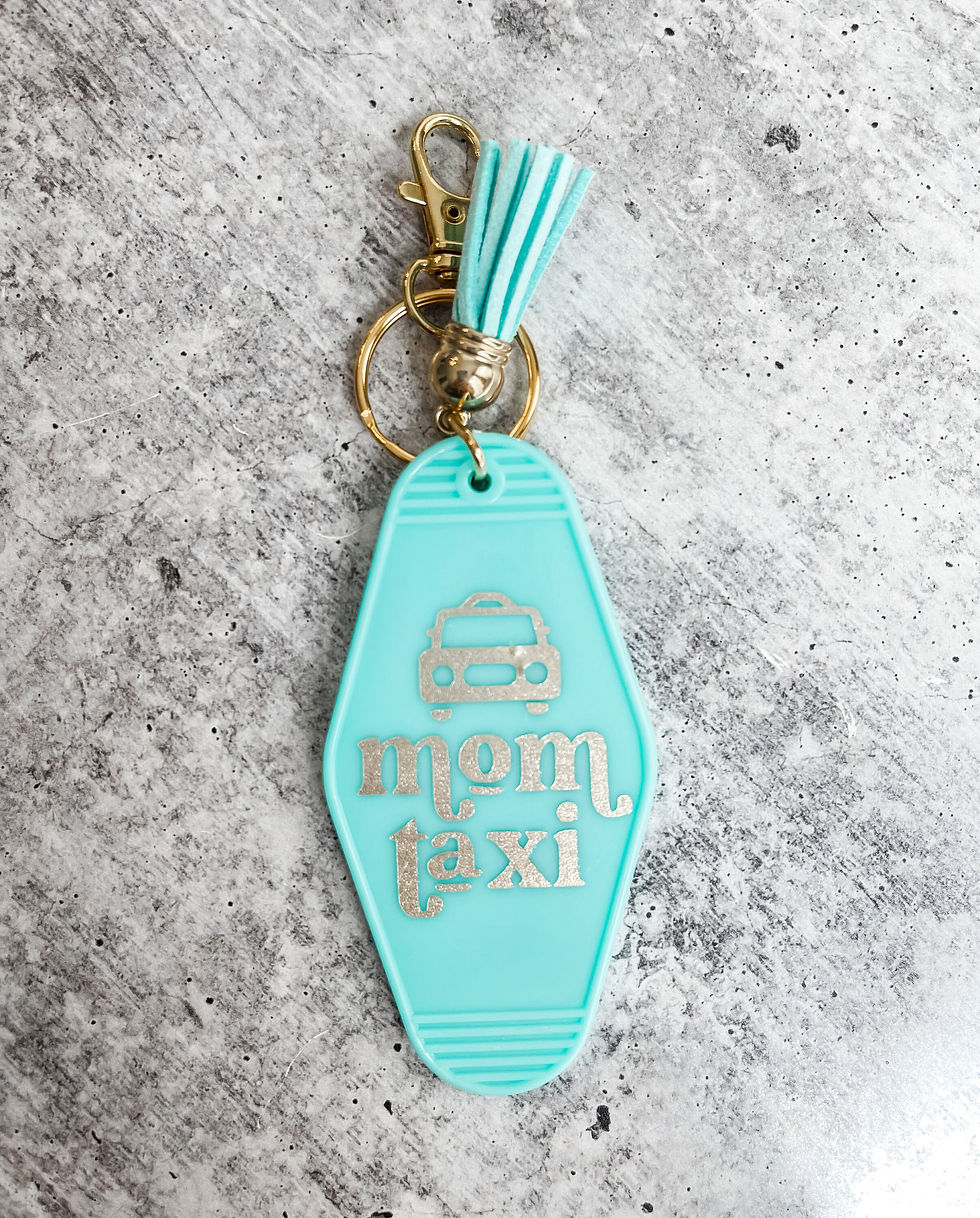 Thumbnail: Mom Taxi Funny Retro Motel Keychain | Motel Keychain with Gold Letters | New Dri