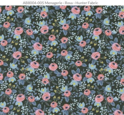 RPC Menagerie - Rosa - Hunter | Cotton Fabric by the Yard Rifle Paper Co | Cott