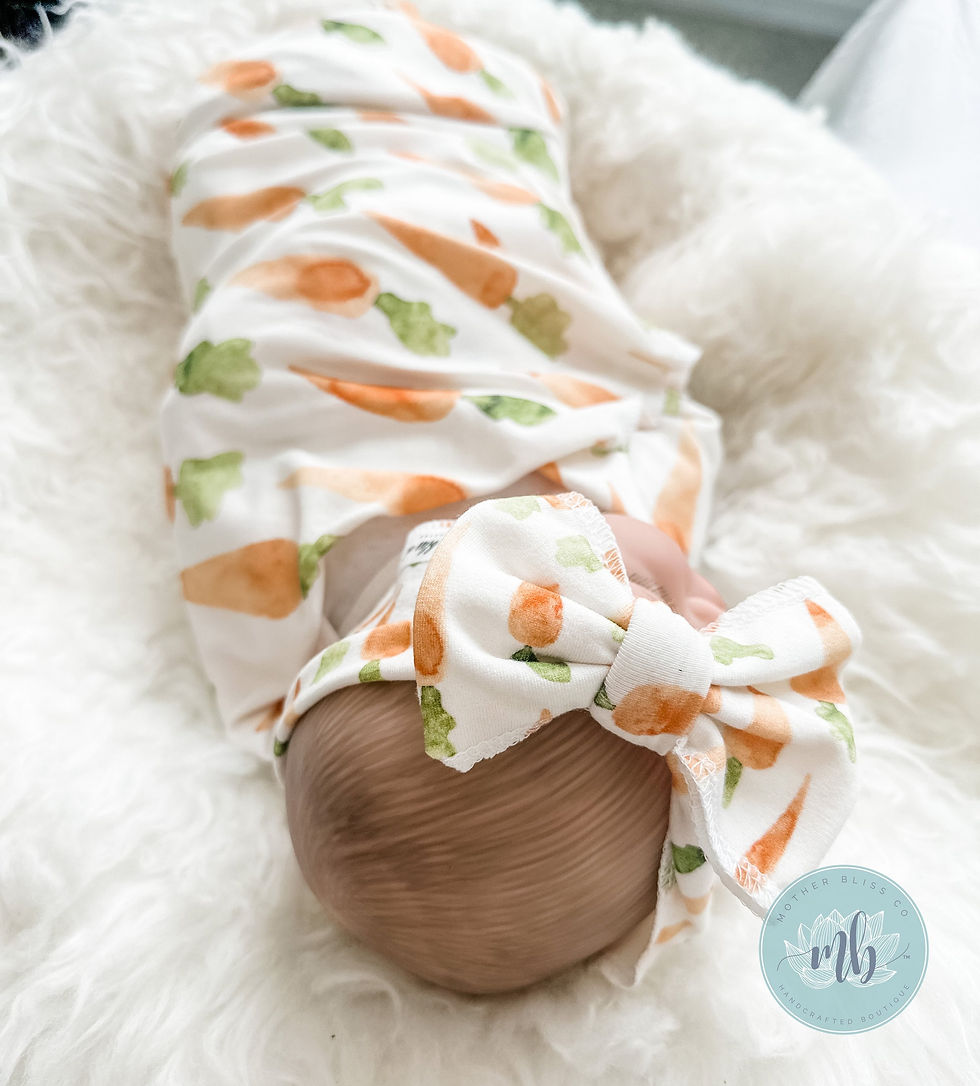 Thumbnail: Organic Swaddle - Watercolor Carrots Cute Vegetable Swaddle Blanket + Knotted Be