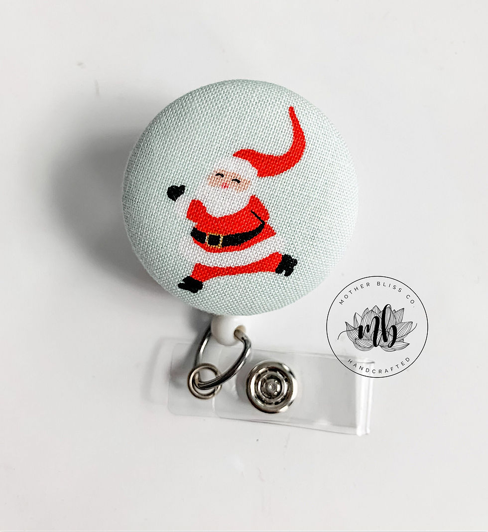 Interchangeable Badge Reel | Dancing Santas Christmas Badge Reel Cover | Nurse N