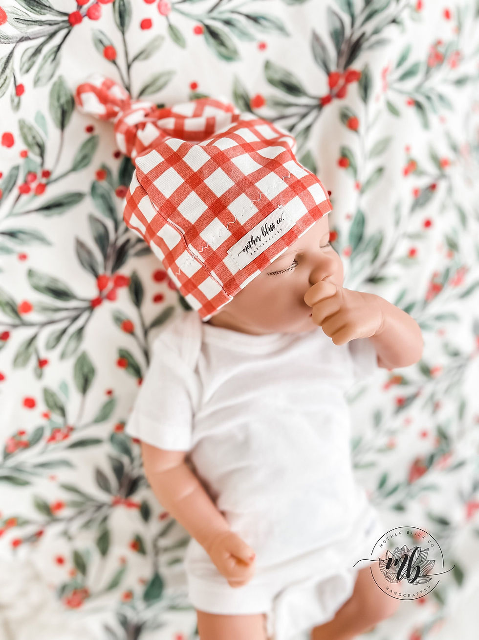 Thumbnail: Mistletoe and Red Berries Watercolor Christmas  Baby Swaddle Set - US Milled Org