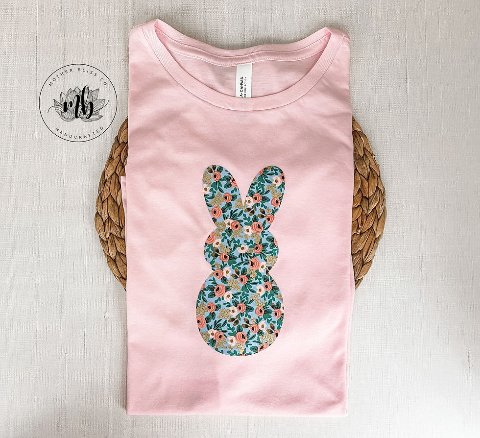Thumbnail: Easter Bunny Rifle Paper Co Appliqué in Chambray | Bella Shirt with Bunny Appliq