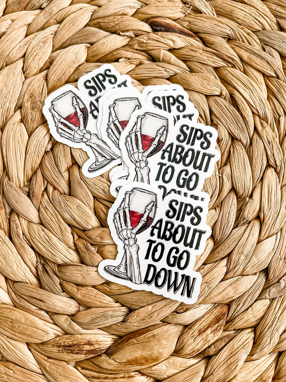 Thumbnail: Set of 3 Wine Lover Halloween Retro Waterproof Stickers - Water Resistant Decal 