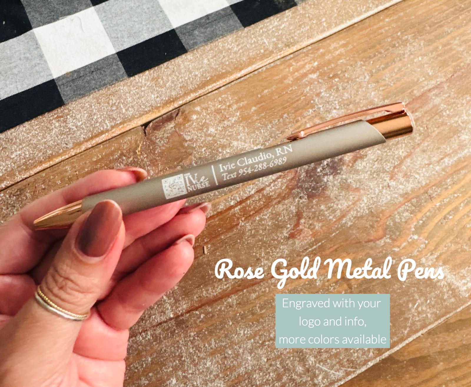 Rose Gold Metal Engraved Pens with YOUR Logo/Info