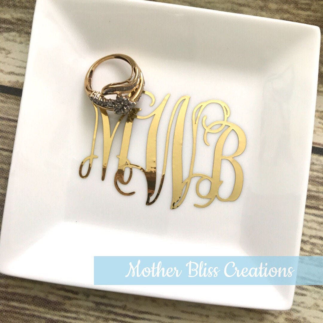 Monogram Ring Dish | Jewelry Dish | Ring Holder | Bridesmaids Gift | Monogram Pe