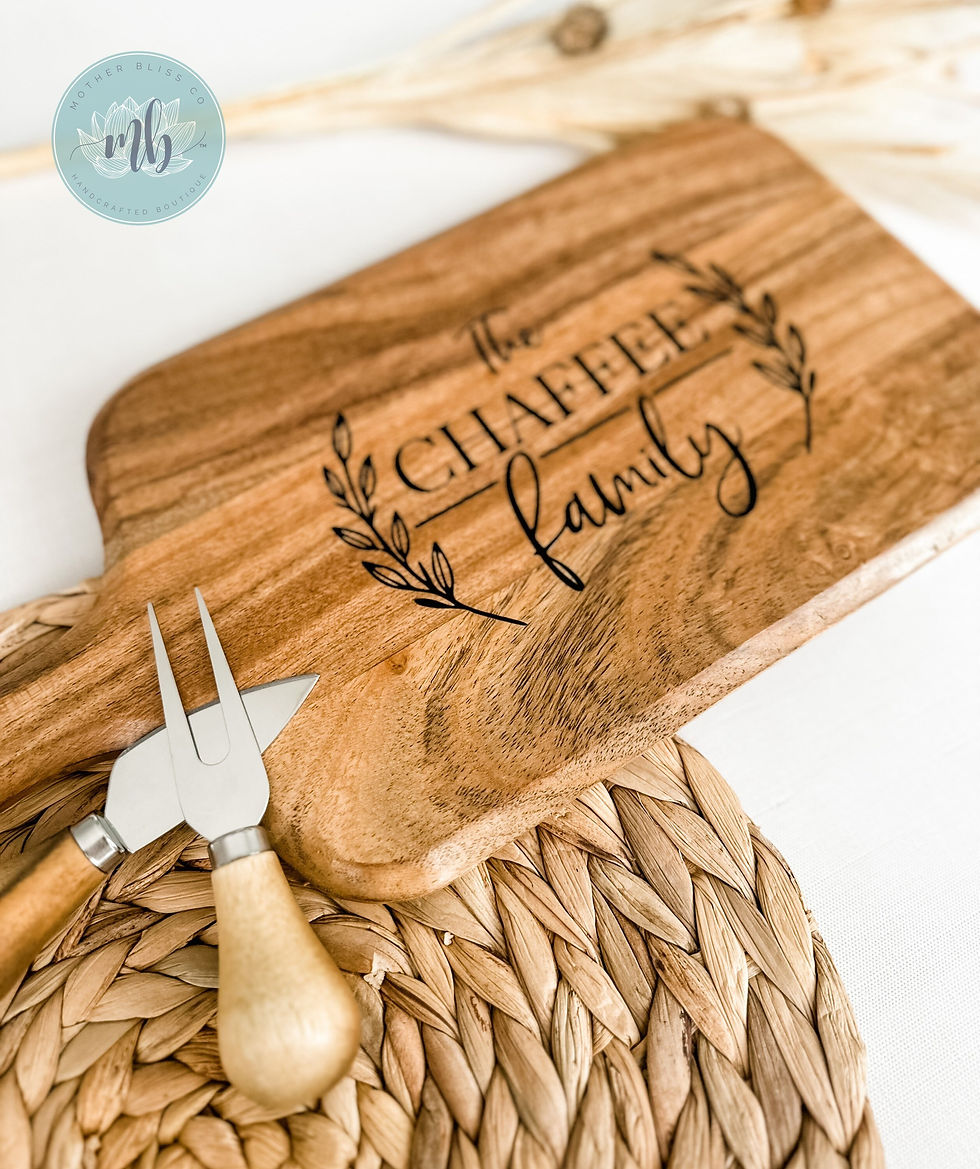 Thumbnail: Custom Family Name Acacia Wood Mini Charcuterie Cheese Board with Cheese Knife