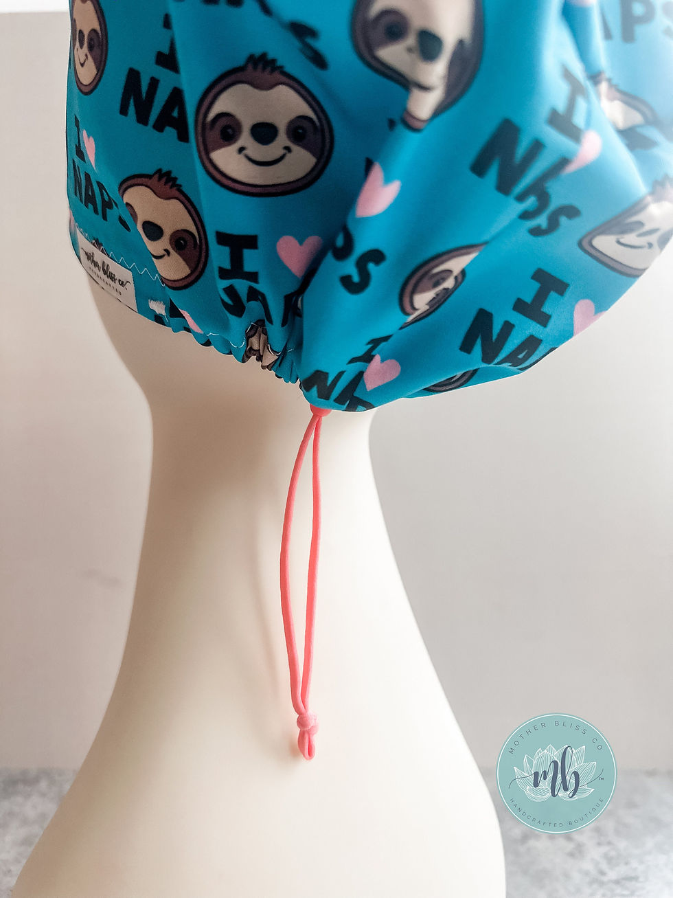 Thumbnail: I Love Naps in Teal Cute Sloth Scrub Hat - Surgery Skull Cap | 100% Organic Cott
