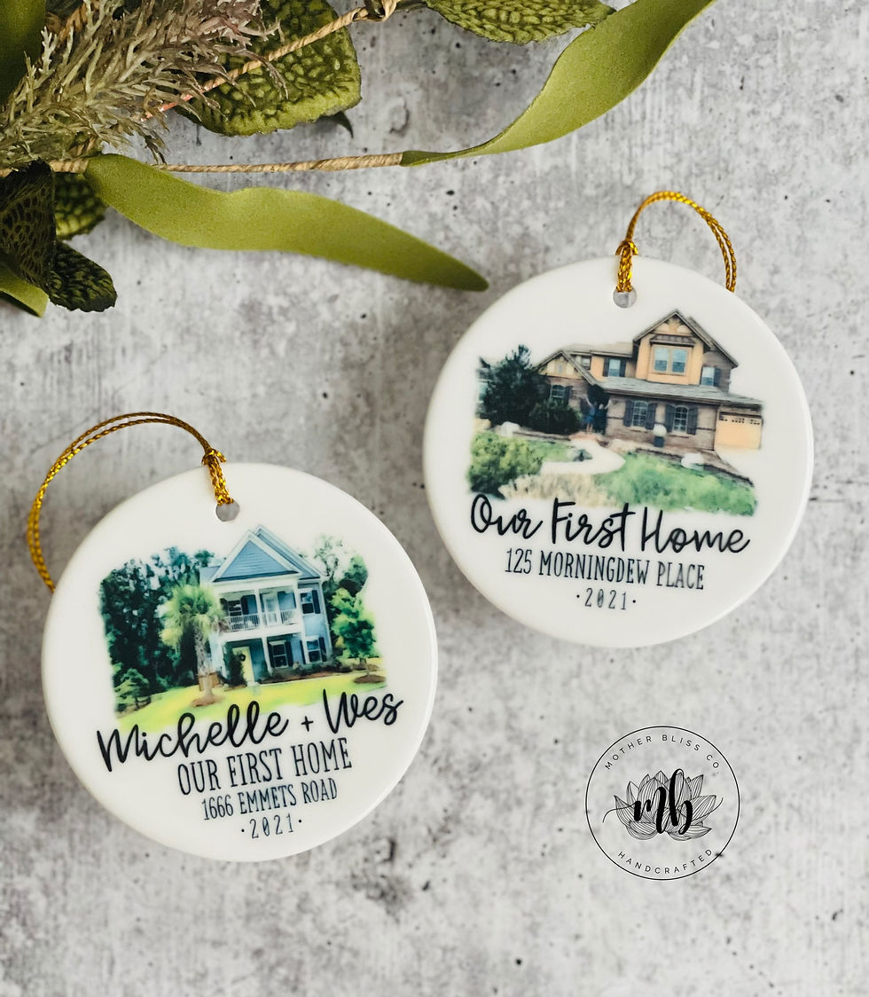 Thumbnail: New + First Home Ornament | Watercolor Home Ornament | Custom Home Ceramic Ornam