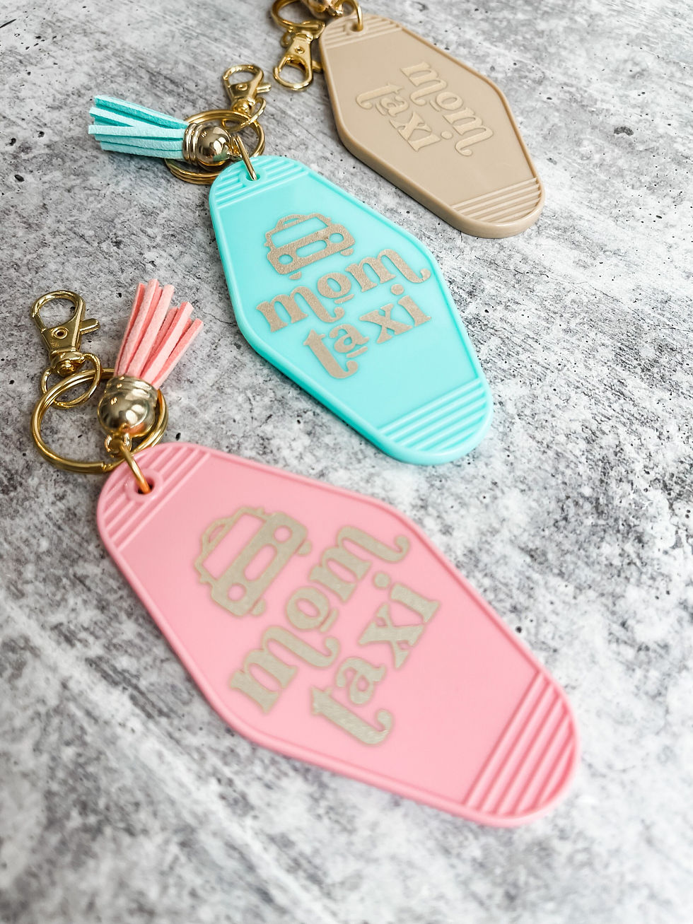 Thumbnail: Mom Taxi Funny Retro Motel Keychain | Motel Keychain with Gold Letters | New Dri