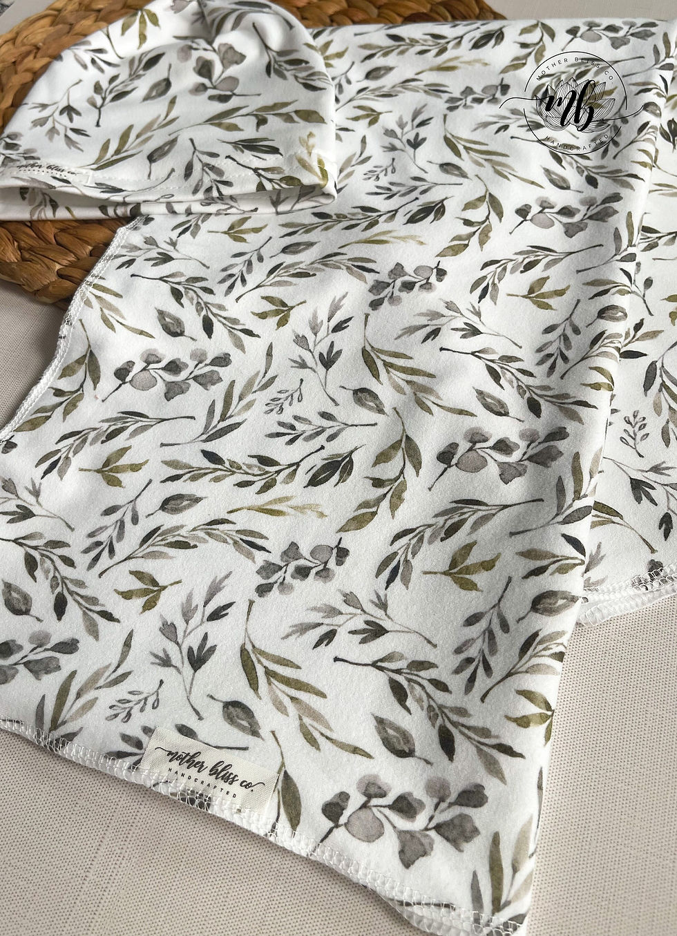 Thumbnail: Botanical Nature Leaves Baby Swaddle Set | Newborn Photo Prop | Botanical Newbor