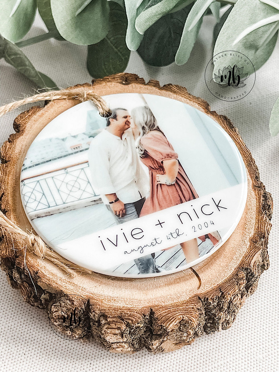 Thumbnail: Personalized Newlywed Ornament - Anniversary Ornament  - Wedding Gift - Couples 
