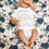 Thumbnail: Navy Spring Roses Swaddle Blanket with Coordinating Knotted Beanie Hat | Floral 