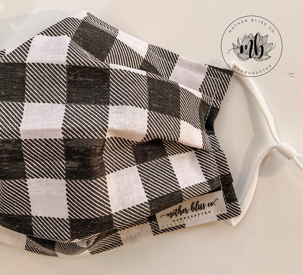 Farmhouse Buffalo Plaid 100% Cotton Mask | Rustic Christmas Mask | Handmade Fabr