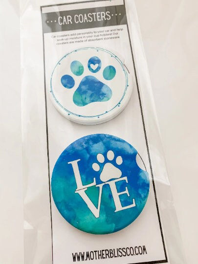 Thumbnail: Dog Paw Love - Dog Soap Stone Car Coaster | Puppy Lover Gift | Dog Coasters | Do