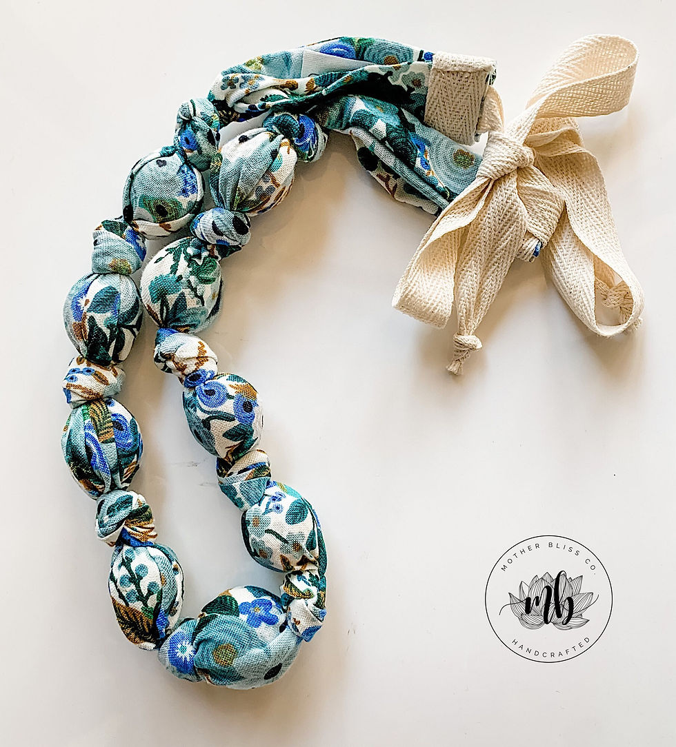 Rifle Paper Co Fabric + Wood Necklace - Garden Party Blue Necklace | Breastfeedi