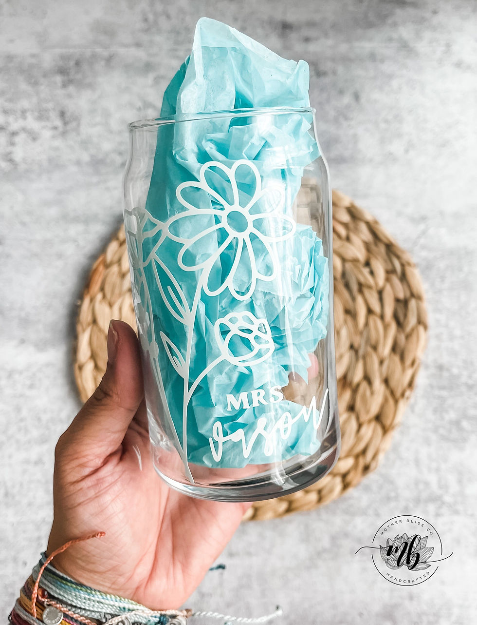 Thumbnail: Color Changing Teacher Glass Cup Can - Teacher Personalized Gift | Glass Can Wit