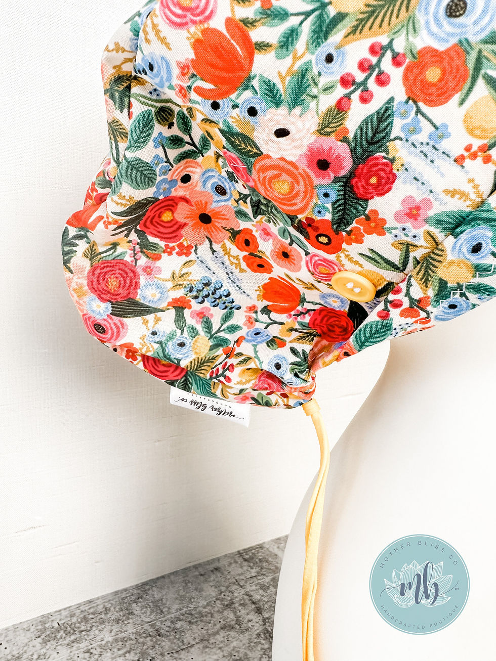 Thumbnail: Rifle Paper Co Petite Garden Cream Scrub Hat - One Layer, Pixie - Surgery Skull 