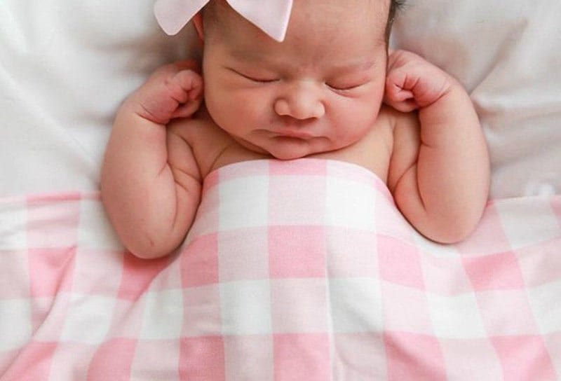 Thumbnail: Blue or Pink Checker Plaid Baby Swaddle Set | Newborn Photo Prop | Newborn Swadd