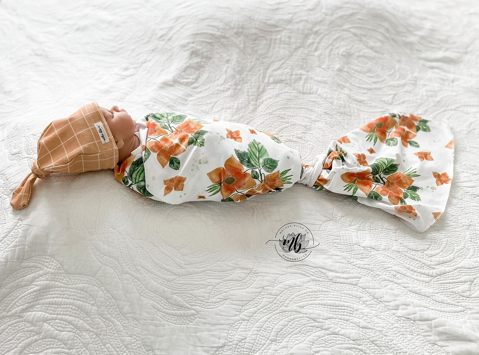 Thumbnail: Watercolor Flaming Katy Swaddle Set (Original Art by Shop Owner) + Knotted plaid