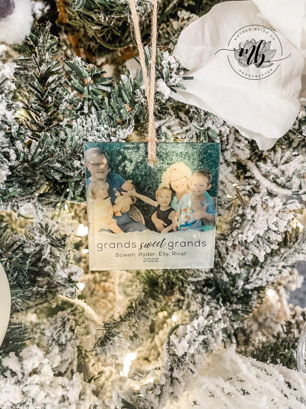 Thumbnail: Grandparents Frosted Glass Custom Photo Ornament | Personalized Christmas Orname