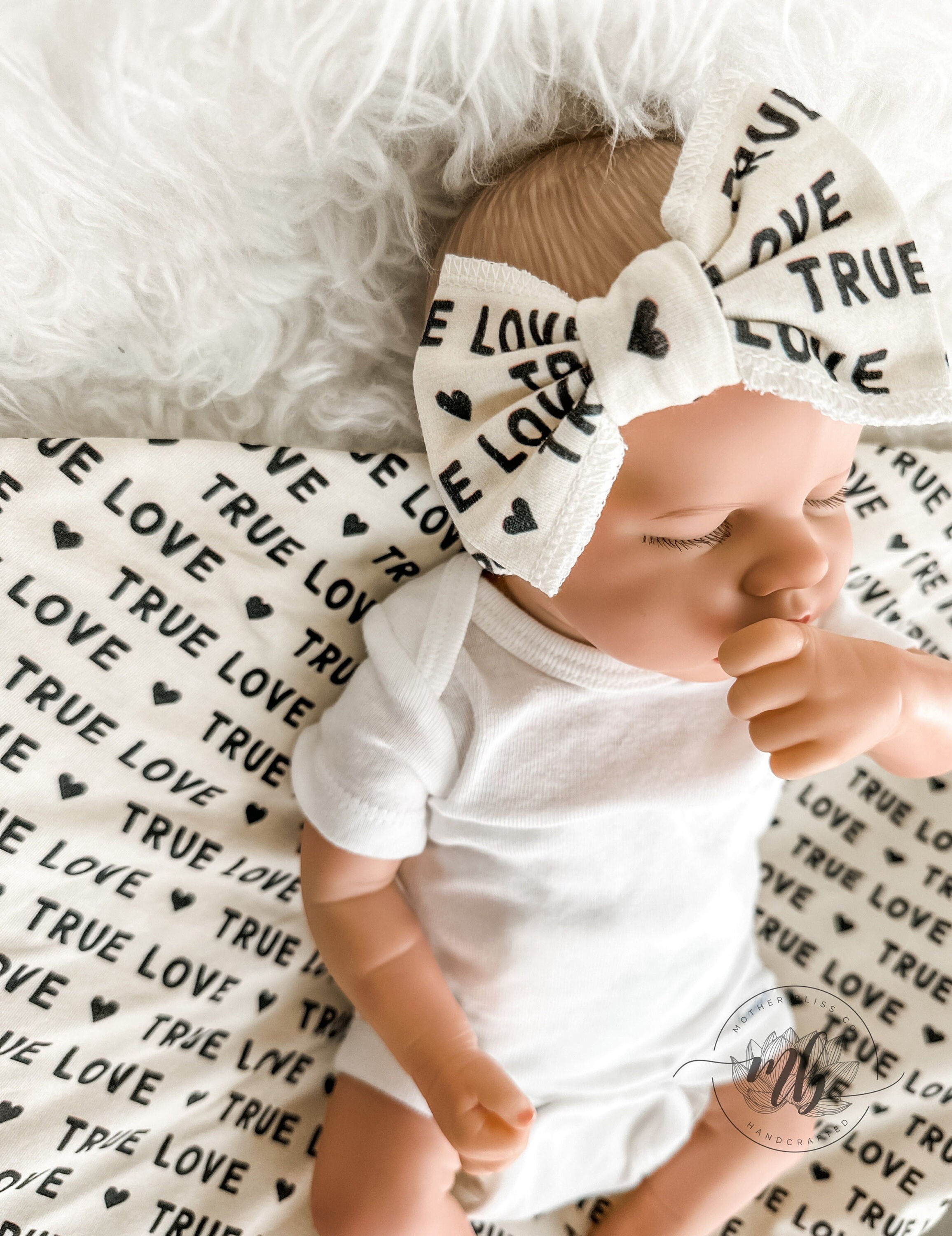 True Love - Cotton + Spandex Swaddle Set with Coordinating Gingham Hat | Baby Sw