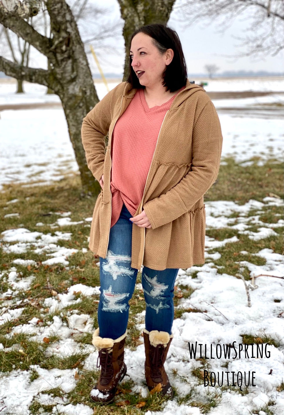 Thumbnail: Breezy Ruffle Tunic Hooded Jacket