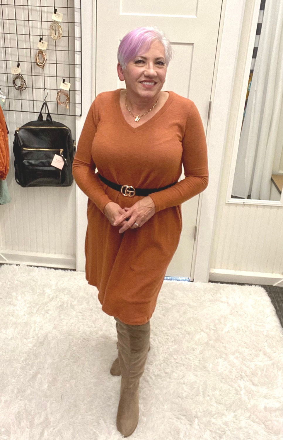 Take My Hand Dress Rust