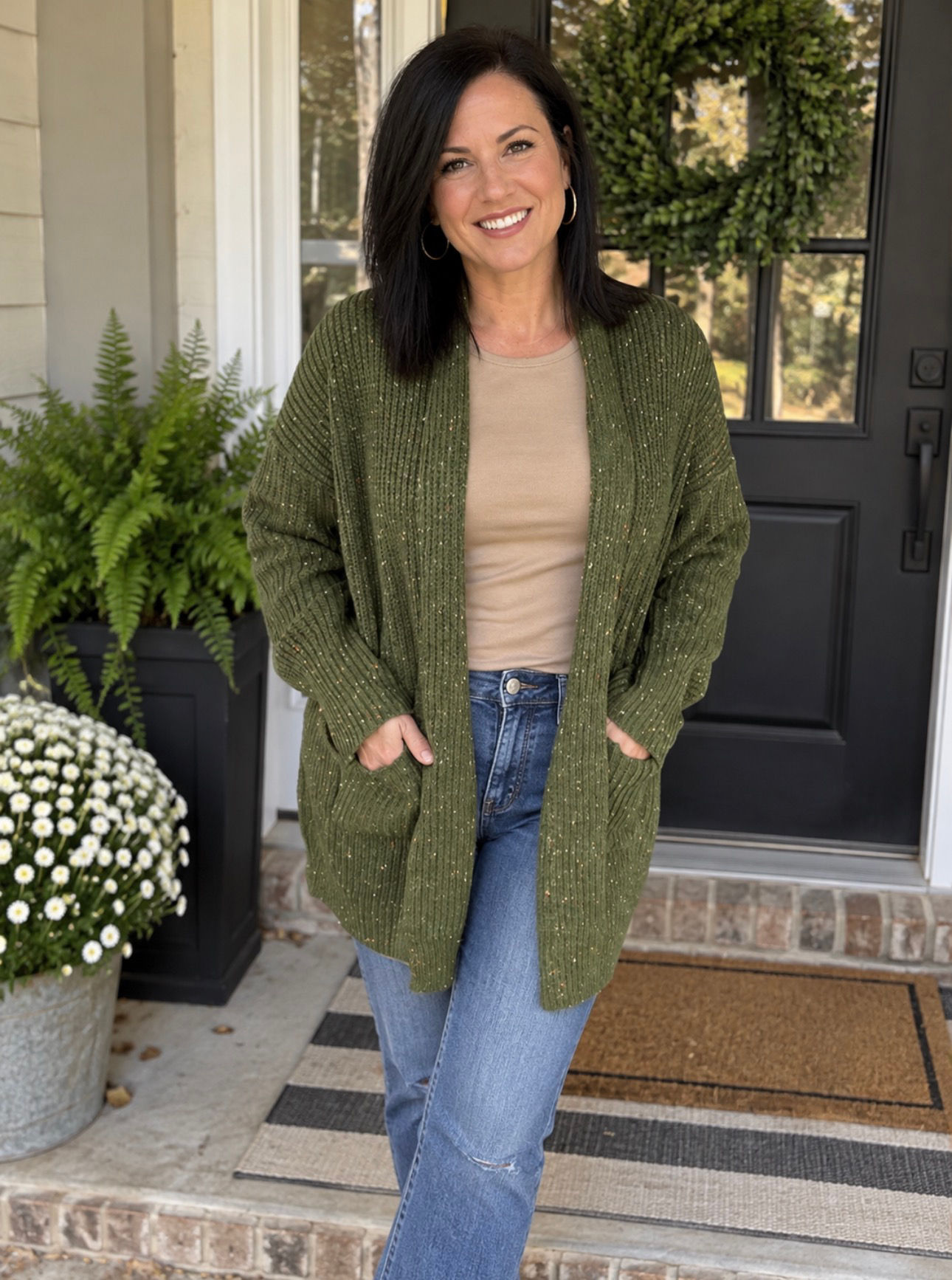 Joella Confetti Cardigan Olive