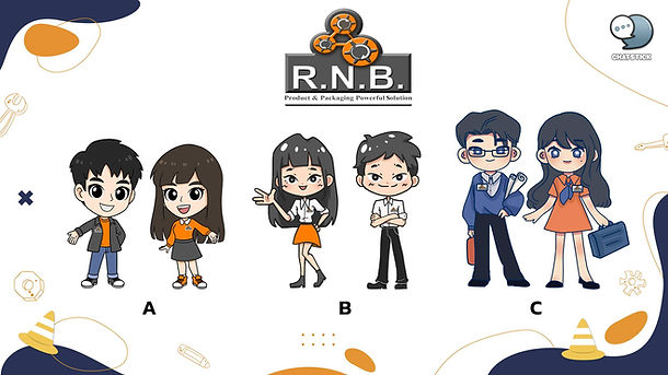 "R.N.B. Product" designs, manufactures and distributes product shelves, storage systems, and product conveyor systems. Building factories and warehouses in various formats according to international standards. It is designed according to the needs of the customer and the customer's budget. Ready to deliver work quickly and on time 🧡✨ 🌸The concept of a mascot is to use it as a medium between the brand and customers. Reduce the space between each other Used instead of speaking to tell about what you are doing. Able to represent the brand, looking cute, friendly, approachable. The ChatStick team has designed male and female employee characters to represent the brand this time. The brand has chosen type C to expand on it. 🍭Cartoon lines look sweet and cute. modern, international Both have good personalities and are ready to provide advice and help. smiling face The eyes are determined. Dress in casual clothing that is polite but not too formal. Help promote the brand to look more professional as well and choose to use CI in the design. Help combine and bring out the brand's identity to be memorable. Most eye-catching 🌈 ☀Mascot is used to speak for the brand's services. or various promotional products, reducing the distance between brands and customers enhance friendliness and create good brand recognition. No need to pay money to hire a presenter. Can be expanded in many ways, such as Mascot standee to show in front of the store, souvenirs, LINE stickers (can be used on LINE OA), online marketing, creating stories for the brand. It is considered a one-time investment that is very worthwhile. You can use it in many ways.🥰 #ChatStick #สติกเกอร์ไลน์ #สร้างแบรนด์ #ของขวัญ #รับวาดสติกเกอร์ #สติกเกอร์น่ารัก #ThemeLINE #ธีมไลน์ #LINE #StickerLINE ---------------------------------------------------- Interested in services for drawing cartoon characters, making stickers for line drawings | for making stickers for LINE photos | for making stickers for LINE celebrities | for making stickers for LINE artists | for making stickers for LINE singers | Animated Line Sticker Design | Animated Line Sticker Design | Animated Sticker Line Design | Animated Sticker Line Design | Animated Sticker Line | Animated Stickers "StickerLine Photo Sticker Line Sticker Line Pictures You can contact us 24 hours a day. Examples of designs for LINE stickers for companies, brands and organizations >> https://www.chatstickmarket.com/stickerport Examples of LINE sticker designs, artists, celebrities and famous people >> https://www.chatstickmarket.com/celebport Examples of LINE sticker designs that we can send to all apps, whether Facebook, WeChat, KakaoTalk, Messenger, Whatsapp >>https://www.chatstickmarket.com/stickerinchatstick ---------------------------------------------------- 💙 Consult our team 💙 📱Tel : 0840104252 📱0947805680 Office Hotline : 034-900-165 , 02-297-0811 (Monday-Friday) 📨 Inbox : http://m.me/ChatStick.TH ┏━━━━━━━━━┓ 📲 LINE: @chatstick ┗━━━━━━━━━┛ or click https://goo.gl/KuzCpM 🎉 See our work at https://lnkd.in/gT2npuW
