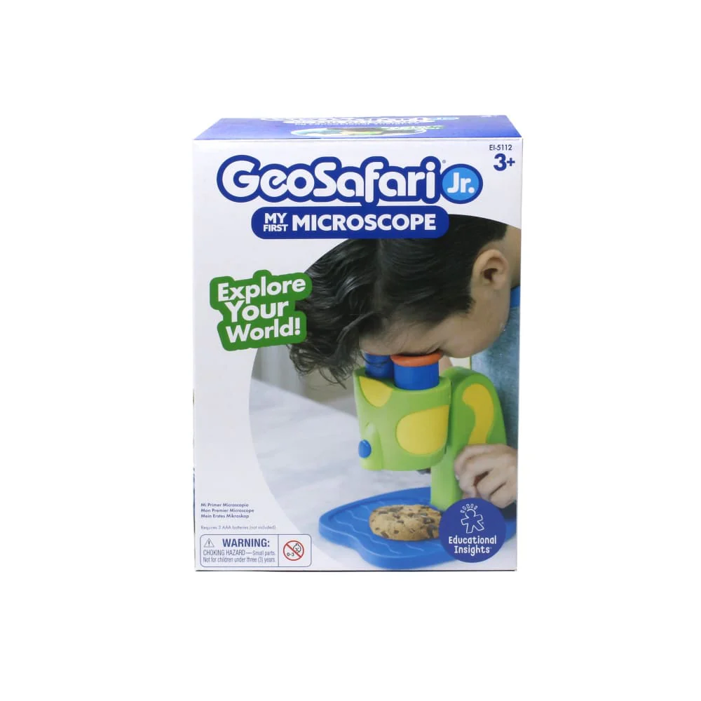 A box containing a toy microscope for kids