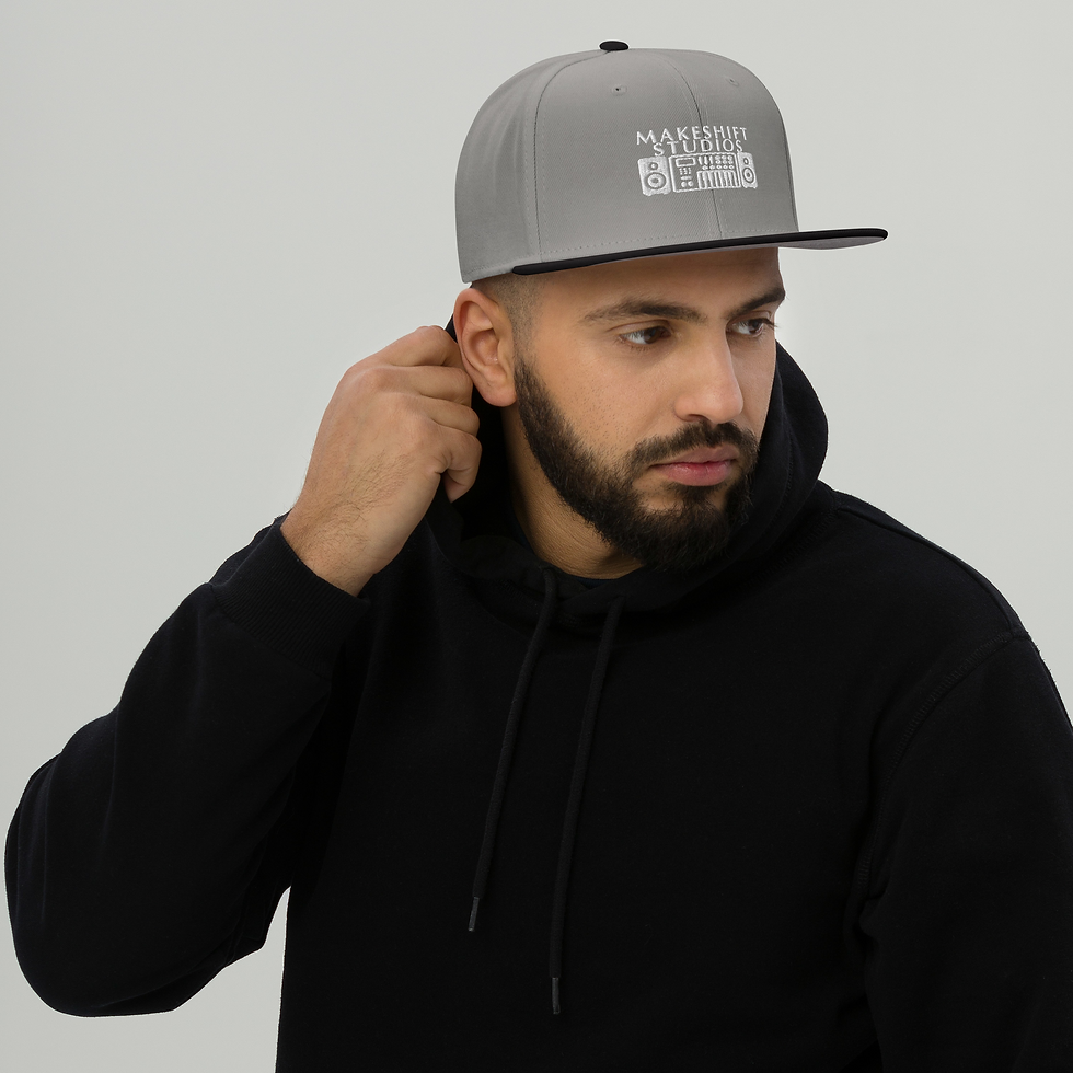 Thumbnail: White Embroidered Makeshift Studios Snapback Hat