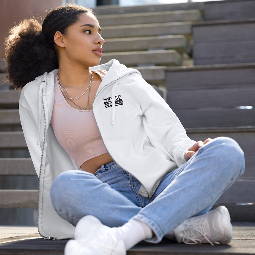 Thumbnail: Unisex Embroidered Makeshift Studios Fleece Zip Up Hoodie
