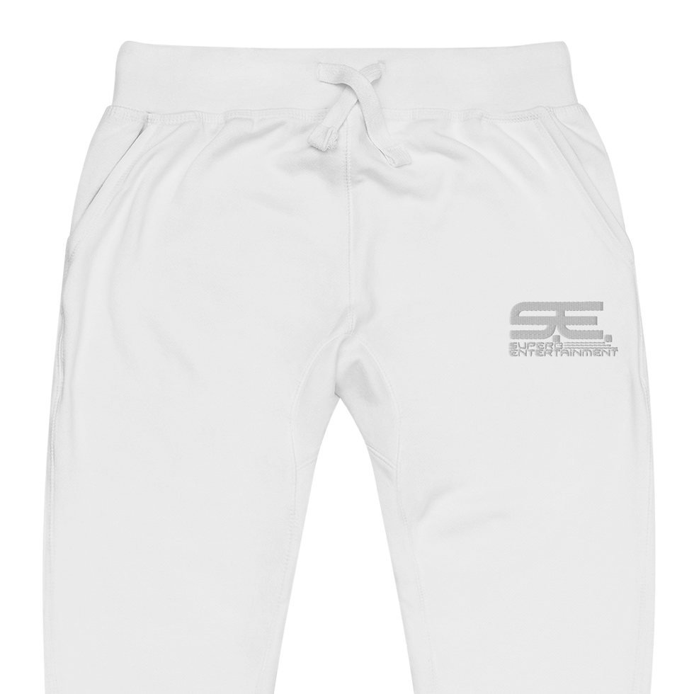 Thumbnail: Unisex White Embroidered Superb Fleece Sweatpants