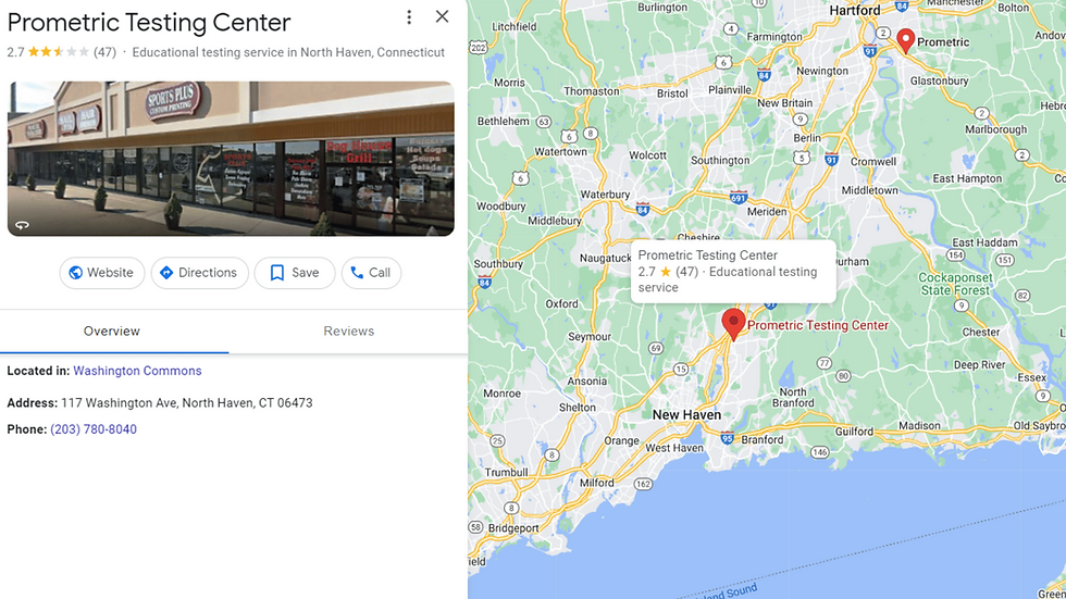 Prometric Test Center: 117 Washington Ave, North Haven, CT 06473