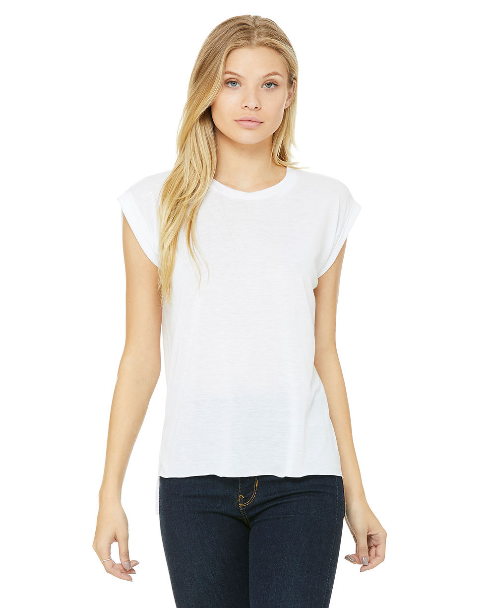 Thumbnail: Bella + Canvas Ladies' Flowy Muscle T-Shirt with Rolled Cuff #8804