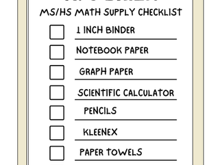 MS/HS Math w/ K. O'Brien Supply List