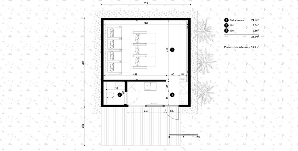 plan kontenera zaadoptowanego na kino domowe
