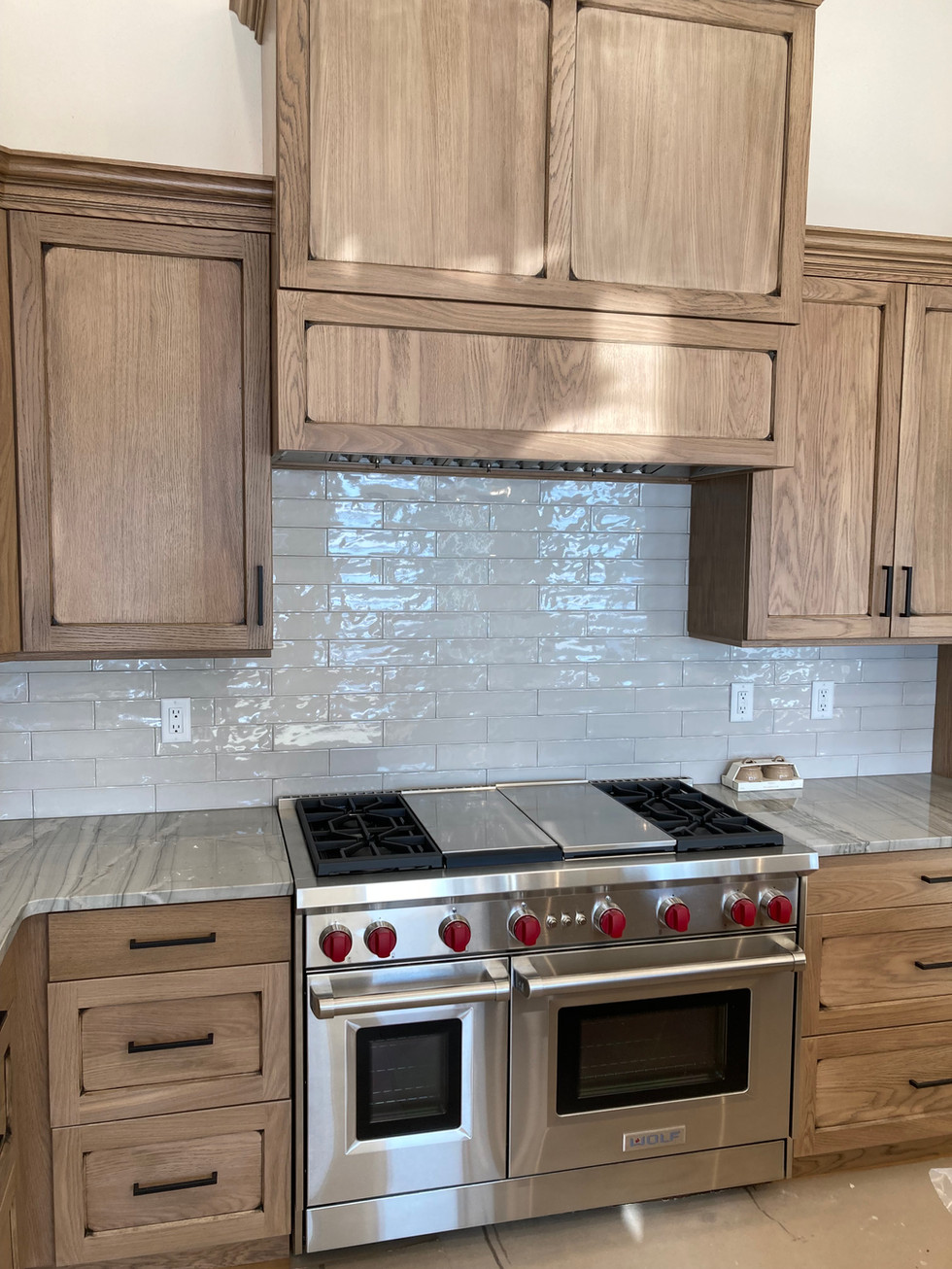 cabinets over and around stovetop