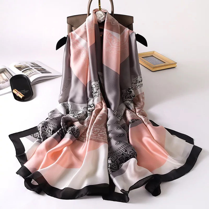 Thumbnail: Scarf Silk Stain Print Sunscreen Shawl
