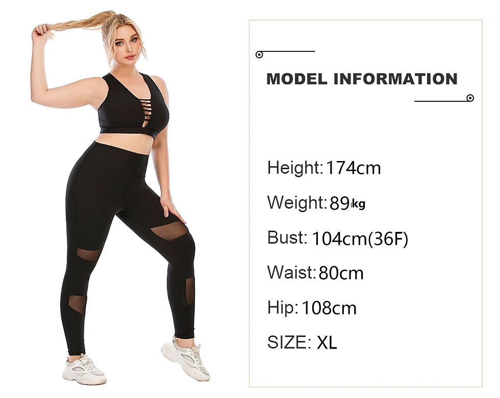 Thumbnail: 12071 Plus Size Workout Sets for Women 2 Pcs  Bra Top High Waist Band Pants set