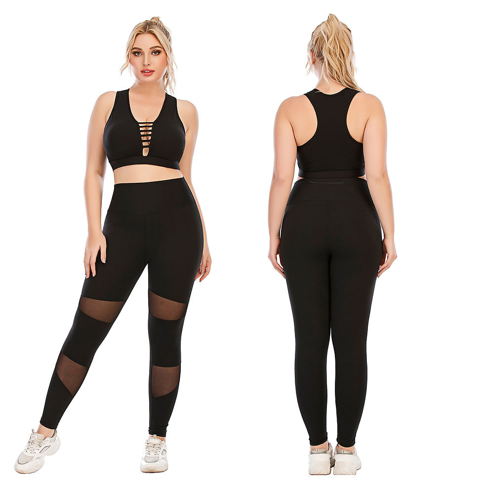 12071 Plus Size Workout Sets for Women 2 Pcs Bra Top High Waist Band Pants set