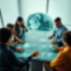 A powerful, inspirational wide-angle image showing a diverse group of professionals from a