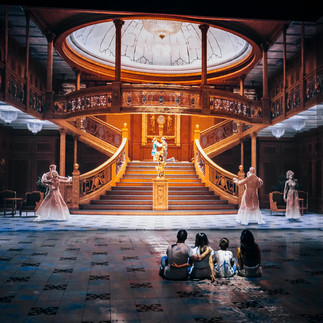 A group in the 360 degree projection room