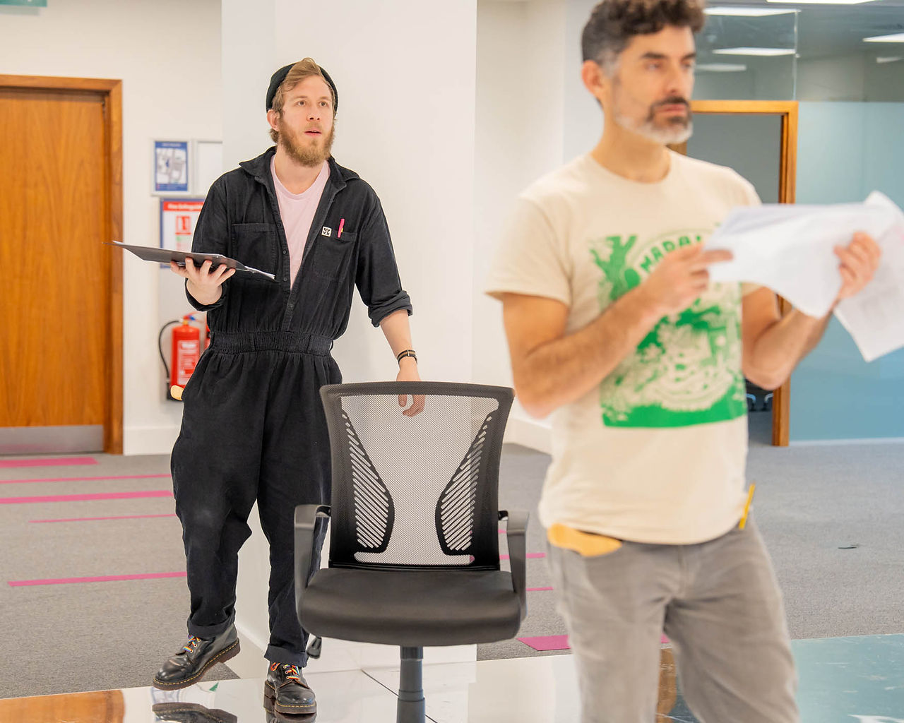 Toby Osmond and Alex Dowding in rehearsals