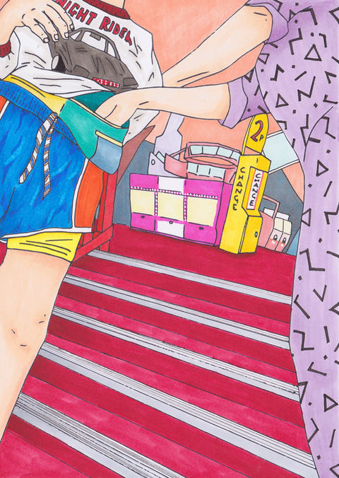 1990s British seaside arcade illustration