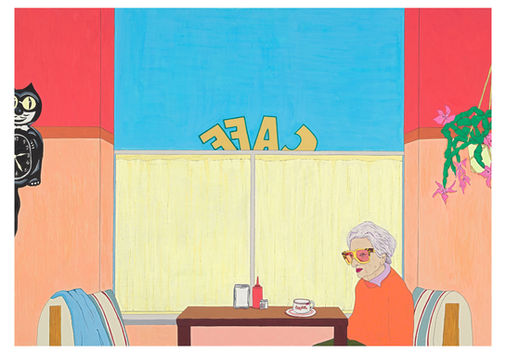 Retro seaside cafe illustration print