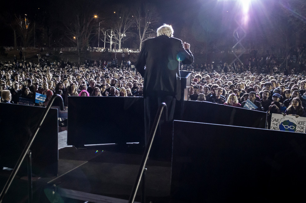 Bernie Sanders at once of his first rallies in NYC during his run to become the presidential nominee for the Democratic party.