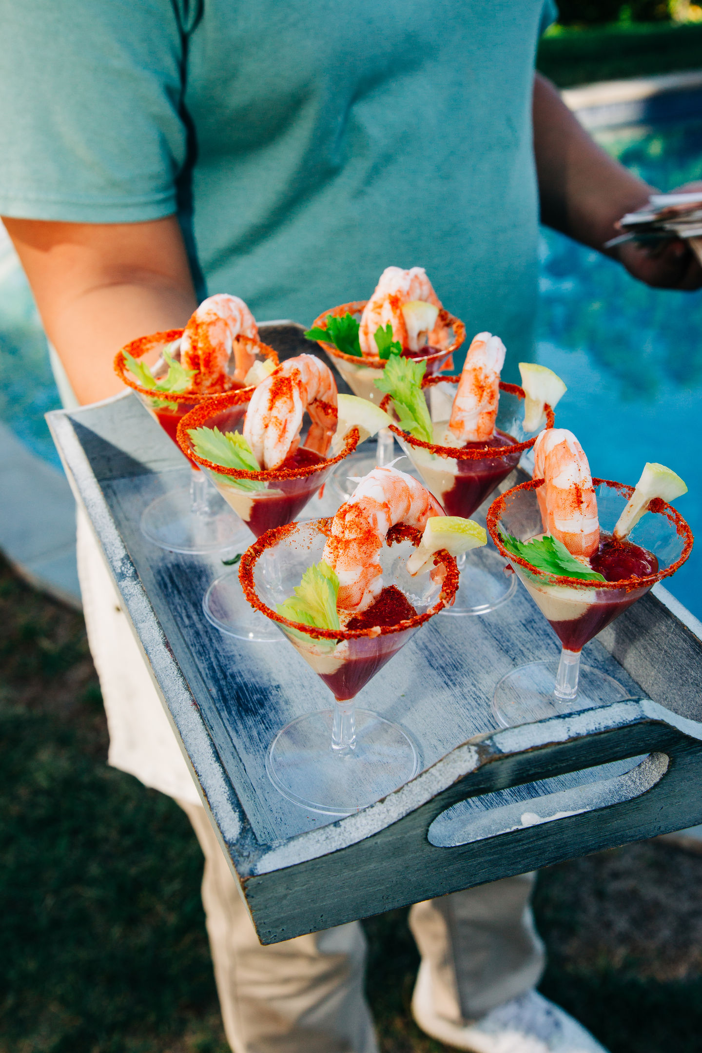 Tray of assorted wedding appetizers served by Tia’s Food of Love.